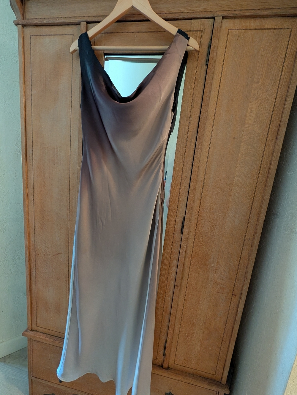12th Tribe Dolce Ombre Cowl Neck Maxi Dress - Mocha to Taupe Gradient - Picture 5 of 9